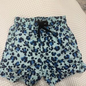 Kids Swim Trunks - Blue Leopard Print